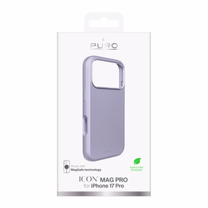 Puro Icon Mag Pro nestesilikoninen Suojakuori iPhone 17 Pro:lle, MagSafe -yhteensopiva, kamerasuojauksella ja alumiinipainikkeilla - vaaleanpunainen