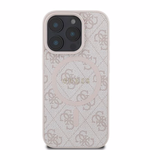 Guess 4G Ring Classic Logo MagSafe kotelo iPhone 16 Pro - pinkki