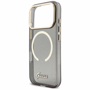 Guess IML Glitters Script Hihna MagSafe Suojakuori iPhone 17 Pro:lle - musta