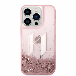 Karl Lagerfeld KLHCP14XLBKLCP iPhone 14 Pro Max 6.7 vaaleanpunainen / vaaleanpunainen kovakuori Liquid Glitter Big KL