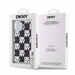 DKNY IML Ruudullinen Mono-kuvio Suojakuori iPhone 15 / 14 / 13:lle - musta