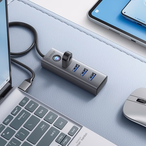 Orico PDD4U-U3 Hub 4x USB-A 3.0 - harmaa