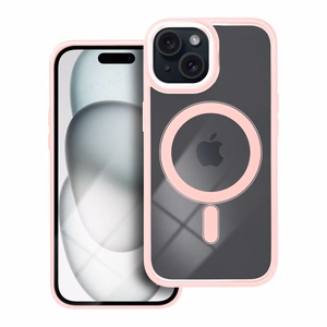 Suojakuori iPhone 15:lle Color Edge Mag Cover yhteensopiva MagSafe vaaleanpunainen