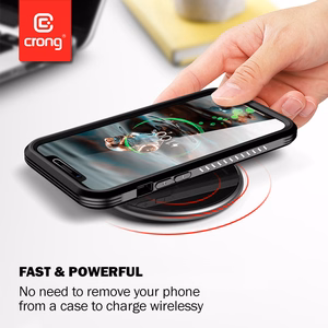 Crong PowerSpot Qi 15 W USB-C langaton laturi karkaistulla lasipinnalla, varjonmusta