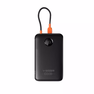 Varavirtalähde Veger 10000 mAh Sisäänrakennetulla Kaapelilla USB C QC3.0 PD 2A 22,5W K1C W1189 Musta