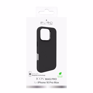 Puro Icon Mag Pro MagSafe Silikoninen Suojakuori iPhone 16 Pro Maxille - musta