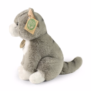 Rappa Soft Collection ympäristöystävällinen realistinen istuva harmaa kissapehmolelu, 23 cm