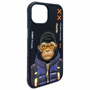 Nimmy Cool&Cute 2.0 Monkey Suojakuori iPhone 15:lle - musta