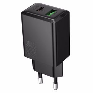 Charger Hoco N71 30W GaN USB-C/USB-A black