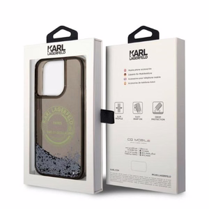 Karl Lagerfeld Liquid Glitter RSG suojakuori iPhone 14 Pro:lle - musta