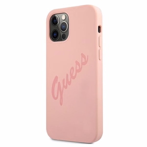 Guess GUHCP12LLSVSPI iPhone 12 Pro Max 6.7" vaaleanpunainen/vaaleanpunainen kovakotelo Script Vintage