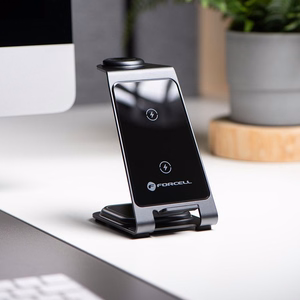 Forcell F-ENERGY Simply Charge 3in1 alumiini Apple Watch ja Samsung Watch -yhteensopiva harmaa
