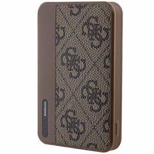 Guess Powerbank 15W GUPB5LP4GEGW 5000mAh ruskea/ruskea 4G Nahka Metalli Logo