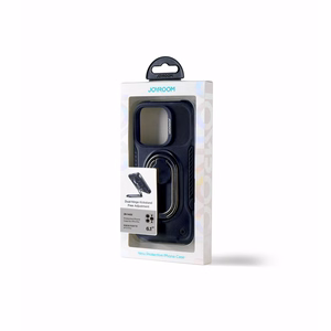 Joyroom Dual sarana tapauksessa iPhone 14 Pro panssaroitu kotelo jalusta ja rengas haltija musta