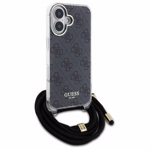 Guess Crossbody Cord 4G Print suojakuori iPhone 16:lle - musta