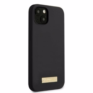 Guess Silicone Logo Plate MagSafe Suojakuori iPhone 13 minille - musta