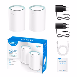 Cudy M1300 kaksitaajuuksinen tukiasema/reititin, 2 laitetta, 2,4/5 GHz, Wi-Fi 5 (802.11ac), valkoinen