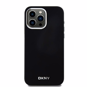DKNY iPhone 15 Pro Max 6.7" Musta Suojakuori Liquid Silicone Metal Logo MagSafe
