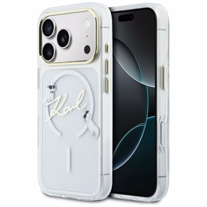 Karl Lagerfeld IML Choupettes Karl Script Logo MagSafe Suojakuori iPhone 17 Pro:lle - Läpinäkyvä
