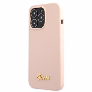 Guess GUHMP13LLSLMGLP iPhone 13 Pro / 13 6.1" vaaleanpunainen/vaaleanpunainen kovakotelo Silikoni Script Gold Logo Magsafe