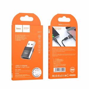Sovitin Hoco UA17 USB-A Type-C:lle musta