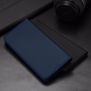 Dux Ducis Skin Pro suojakuori Realme 10 Pro+:lle läppäsuojus korttilokerolla lompakko jalusta sininen