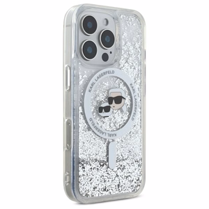 Karl Lagerfeld Suojakuori iPhone 16 Pro Max 6.9 KLHMP16XLGKCSGH Läpinäkyvä Kova Liquid Glitter Karl ja Choupette Head MagSafe