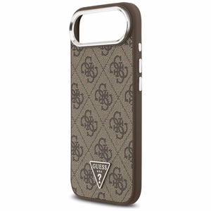 Guess MagSafe 4G PU Nahkainen Suojakuori Triangle Logo ja hopeinen metallikamerakehys iPhone 17 Airille - ruskea