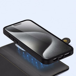 Dux Ducis Lawa Nahkainen Suojakuori iPhone 15 Pro:lle - musta