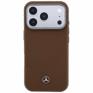 Mercedes nahka MagSafe suojakuori iPhone 17 Pro puuefekti - ruskea
