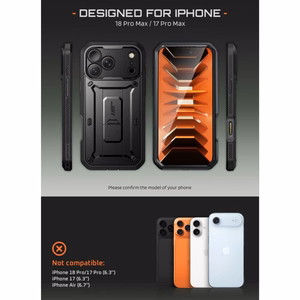 Supcase Unicorn Beetle Pro -suojakuori iPhone 18 Pro Max / 17 Pro Max – musta