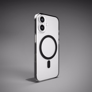 Puro Lite Mag TPU+PC suojakuori MagSafe-yhteensopiva iPhone 17:lle - läpinäkyvä mustalla renkaalla