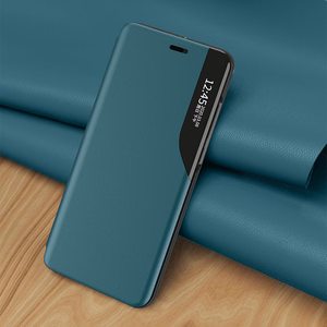 Eco Nahka View Case tyylikäs kirjahylly tyyppi tapauksessa jalusta iPhone 13 Pro Max sininen sininen