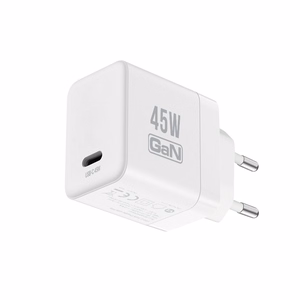 Crong Ultra Compact GaN USB-C-seinälaturi, 45 W PD 3.0, PPS, valkoinen