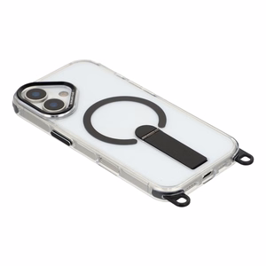 Hurtel suojakuori jalustalla, 30 cm käsihihnalla ja 120 cm olkahihnalla, MagSafe-yhteensopiva mallille iPhone 17 – musta