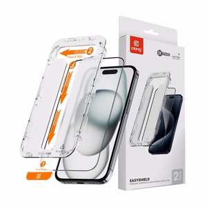 Crong EasyShield 2-Pack karkaistut näytönsuojalasit iPhone 16 / 15 -laitteelle, 2 kpl