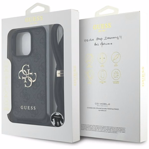 Guess suojakuori iPhone 16 Pro Max:lle GUHCP16XP4GMGCRK (CBDY PU 4G Big Logo W/Cord Strap) - musta