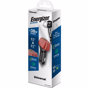 Energizer Ultimate D38WO autolaturi, USB-C + USB-A, 38 W PD + QC 3,0, pähkinäpuukuvioinen