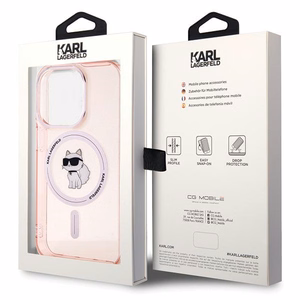 Karl Lagerfeld IML Choupette MagSafe Suojakuori iPhone 15 Pro:lle - vaaleanpunainen