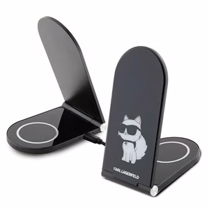 Karl Lagerfeld Choupette MagSafe induktiivinen laturi 15W, taitettava 2in1 - musta