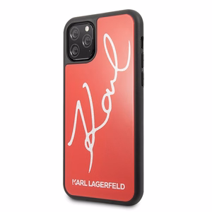 Karl Lagerfeld Signature Glitter Case iPhone 11 Pro:lle - punainen