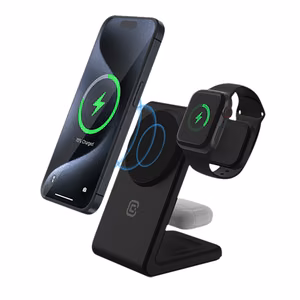Crong MagSpot Pivot Stand 3-in-1 MagSafe-compatible wireless charger for iPhone, Apple Watch and AirPods, black