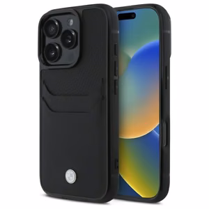 BMW Sign Nahkainen Korttipaikkakuori iPhone 16 Pro Max:lle - Musta