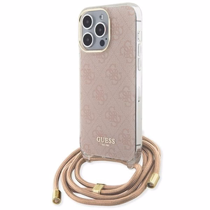 Guess GUHCP15LHC4SEP HC Crossbody Cord 4G Print -suojakuori iPhone 15 Pro 6,1:lle - vaaleanpunainen