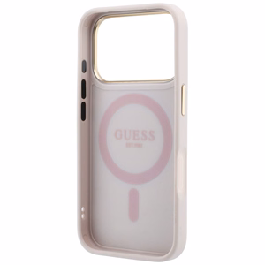 Guess Ring Stand 360 4G Classic Logo MagSafe suojakuori malleille iPhone 17 Pro Max / 18 Pro Max, vaaleanpunainen