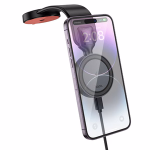 Langaton auton laturi-teline Hoco (HW29) (MagSafe 15W) kiinnitys konsoliin/ikkunaan musta