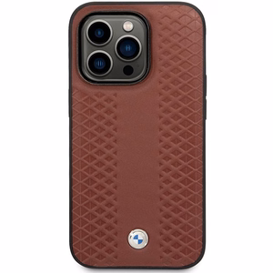 BMW BMHCP14X22RFGR burgundinpunainen nahkainen timanttikuvioinen suojakuori iPhone 14 Pro Max 6.7
