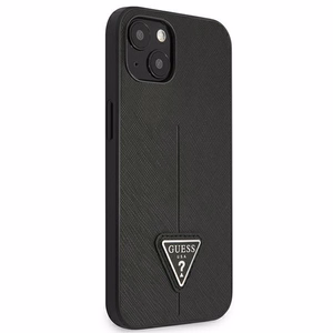 Guess GUHCP13SPSATLK iPhone 13 mini 5,4 "musta / musta kovakotelo SaffianoTriangle Logo