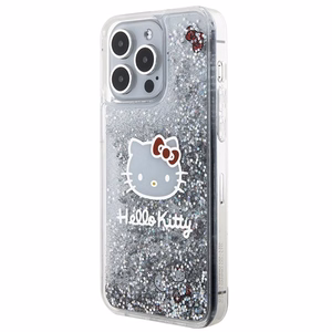 Hello Kitty Liquid Glitter Charms Kitty Head Suojakuori iPhone 15 Pro Max:lle - hopeinen