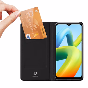 Dux Ducis Skin Pro suojakuori Xiaomi Redmi A1+:lle läppäsuojus korttilokerolla lompakko jalusta musta
